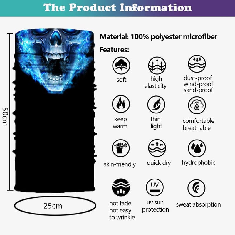 SIDAZON Neck Gaiter Mask,UV Protection Bandana Gator Face Cover Covering Mask,Tube Scarf,Neck Warmer Balaclava,Headband - Image 3